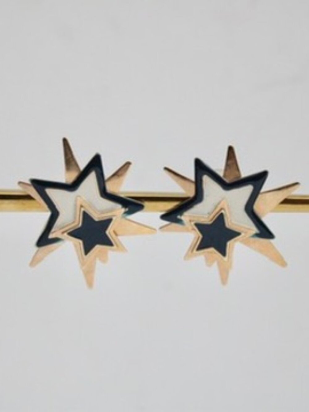 Gold and Black Starburst Stud Earrings - Women Jewelry